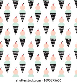 seamless pattern, ice cream art surface design for fabric scarf and decor
