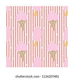 Seamless pattern with ice cream. Baby cartoon background. Good for birthday, wallpaper, pattern, surface textures, printing onto fabric and paper.
