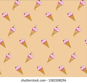 Seamless pattern with ice cream. Baby cartoon background. Good for birthday, wallpaper, pattern, surface textures, printing onto fabric and paper.