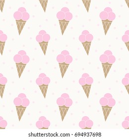 Seamless pattern with ice cream. Baby cartoon background. Good for birthday, wallpaper, pattern, surface textures, printing onto fabric and paper.
