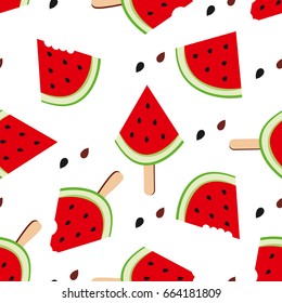 Seamless pattern of ice cream.
Seamless background pattern berry yummy ice cream.Seamless vector background pattern cute watermelons.