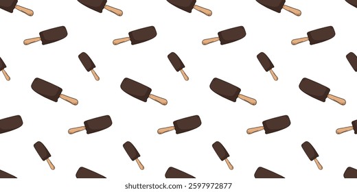Seamless pattern with ice cream bar doodle vector