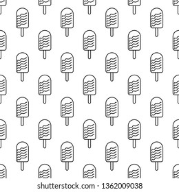 Seamless pattern with Ice cream, black and white icons