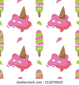 Seamless pattern with ice cream in bright colors.