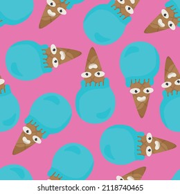 Seamless pattern with ice cream in bright colors.