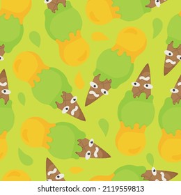 Seamless pattern with ice cream in bright colors.