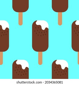 Seamless pattern ice cream chocolate popsicle on a stick. Design for fabric, wrapping paper, cover, web, print, wallpaper, textile