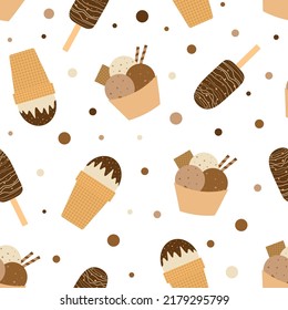 Seamless pattern ice cream chocolate vector illustration