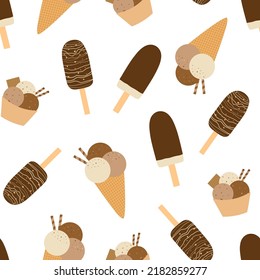 Seamless pattern ice cream chocolate vector illustration