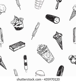 Seamless pattern. Ice cream collection