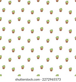 Сute seamless pattern with ice cream. Color doodle  vector illustration.