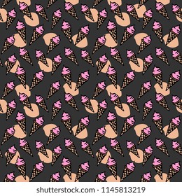 Seamless pattern of ice cream cone for summer background and textile print