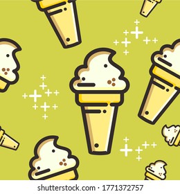 seamless pattern with the ice cream cone. ice cream balls. background. flat design