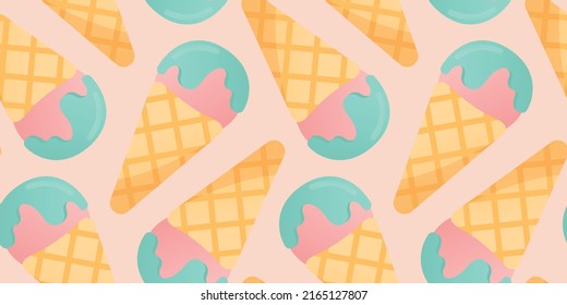 Nahtloses Muster der Eistüte mit Glasur. Eiscreme-Hintergrund.