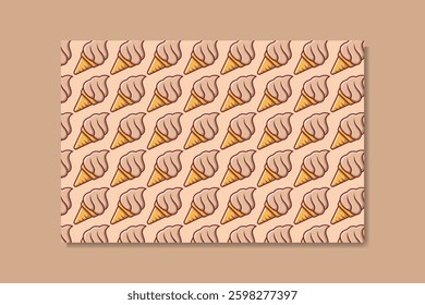 seamless pattern ice cream cone vanilla flavor