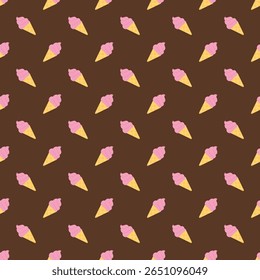 Seamless Pattern of Ice Cream Cone Illustration.
