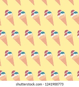 Seamless pattern with ice cream cones