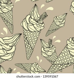 Seamless pattern with ice cream cones.