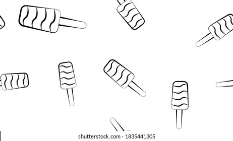 Seamless pattern with ice cream cones isolated on white background.