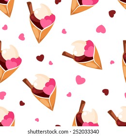 Seamless pattern with ice cream and cones