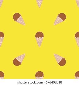 Seamless pattern with ice cream. Cute background in vintage retro style. Seamless vector illustration for printing on textiles, fabrics, surfaces, baby stuff, paper, skins, scrap-booking.