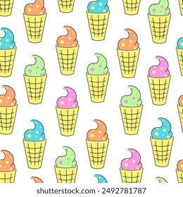 seamless pattern with ice cream. Design for backgrounds, textile, fabric, print, wallpaper, wrapping