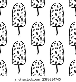 Seamless pattern with ice cream doodle for decorative print, wrapping paper, greeting cards, wallpaper and fabric