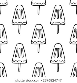 Seamless pattern with ice cream doodle for decorative print, wrapping paper, greeting cards, wallpaper and fabric