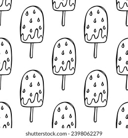 Patrón sin soldadura con doodle de helado para impresión decorativa, papel de envoltura, tarjetas de felicitación, papel de pared y tela