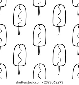 Patrón sin soldadura con doodle de helado para impresión decorativa, papel de envoltura, tarjetas de felicitación, papel de pared y tela