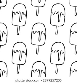 Seamless pattern with ice cream doodle for decorative print, wrapping paper, greeting cards, wallpaper and fabric