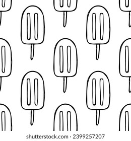 Patrón sin soldadura con doodle de helado para impresión decorativa, papel de envoltura, tarjetas de felicitación, papel de pared y tela