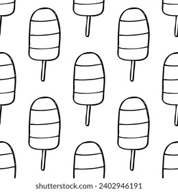 Patrón sin soldadura con doodle de helado para impresión decorativa, papel de envoltura, tarjetas de felicitación, papel de pared y tela