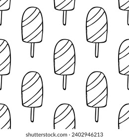 Seamless pattern with ice cream doodle for decorative print, wrapping paper, greeting cards, wallpaper and fabric
