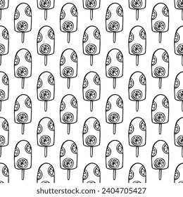 Seamless pattern with ice cream doodle for decorative print, wrapping paper, greeting cards, wallpaper and fabric
