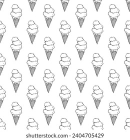 Seamless pattern with ice cream doodle for decorative print, wrapping paper, greeting cards, wallpaper and fabric