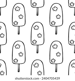 Seamless pattern with ice cream doodle for decorative print, wrapping paper, greeting cards, wallpaper and fabric