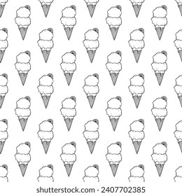 Seamless pattern with ice cream doodle for decorative print, wrapping paper, greeting cards, wallpaper and fabric