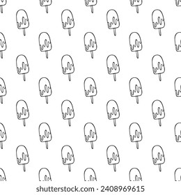 Patrón sin soldadura con doodle de helado para impresión decorativa, papel de envoltura, tarjetas de felicitación, papel de pared y tela
