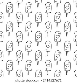 Seamless pattern with ice cream doodle for decorative print, wrapping paper, greeting cards, wallpaper and fabric