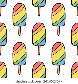 Seamless pattern with ice cream doodle for decorative print, wrapping paper, greeting cards, wallpaper and fabric