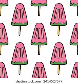 Patrón sin soldadura con doodle de helado para impresión decorativa, papel de envoltura, tarjetas de felicitación, papel de pared y tela