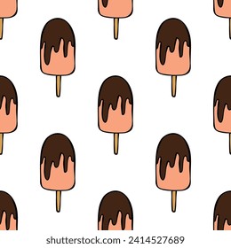 Patrón sin soldadura con doodle de helado para impresión decorativa, papel de envoltura, tarjetas de felicitación, papel de pared y tela