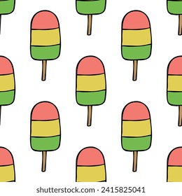 Patrón sin soldadura con doodle de helado para impresión decorativa, papel de envoltura, tarjetas de felicitación, papel de pared y tela