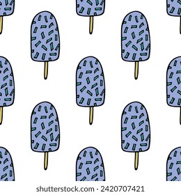 Seamless pattern with ice cream doodle for decorative print, wrapping paper, greeting cards, wallpaper and fabric