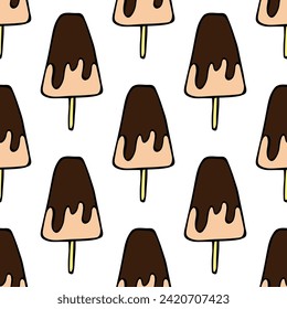 Seamless pattern with ice cream doodle for decorative print, wrapping paper, greeting cards, wallpaper and fabric