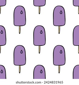 Seamless pattern with ice cream doodle for decorative print, wrapping paper, greeting cards, wallpaper and fabric