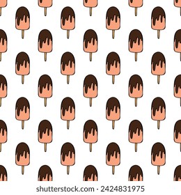 Seamless pattern with ice cream doodle for decorative print, wrapping paper, greeting cards, wallpaper and fabric
