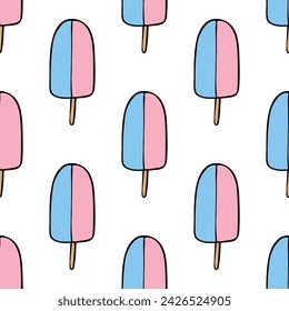 Patrón sin fisuras con garabato de helado para impresión decorativa, papel de envoltura, tarjetas de felicitación, papel pintado y tela