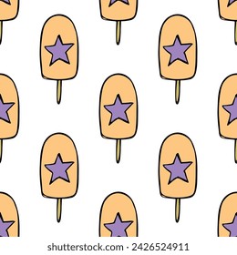 Seamless pattern with ice cream doodle for decorative print, wrapping paper, greeting cards, wallpaper and fabric